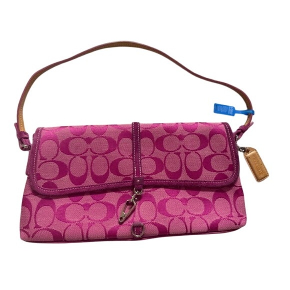 RARE Vintage Y2K Coach Hot Pink Signature Demi Clip Pouch Bag 6348